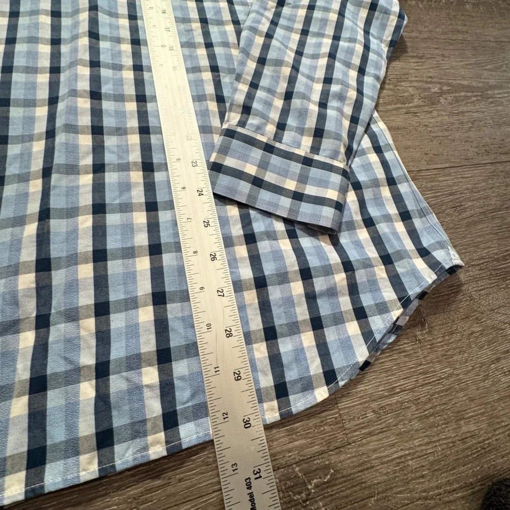 Banana Republic Shirt Mens Medium Blue Plaid Grant Fit 100% Cotton Adult Casual